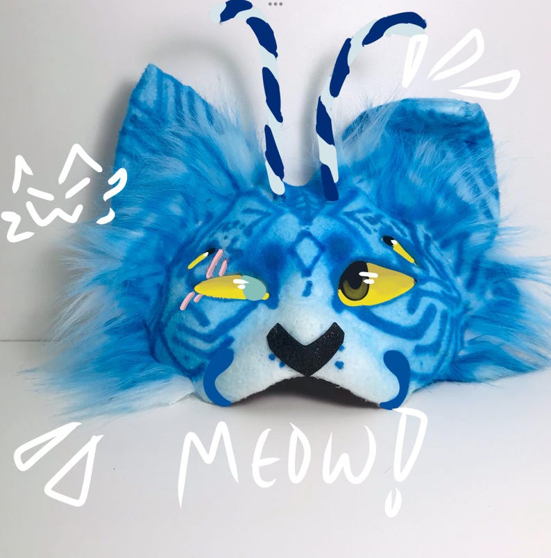 Blue Alien Kitty mask